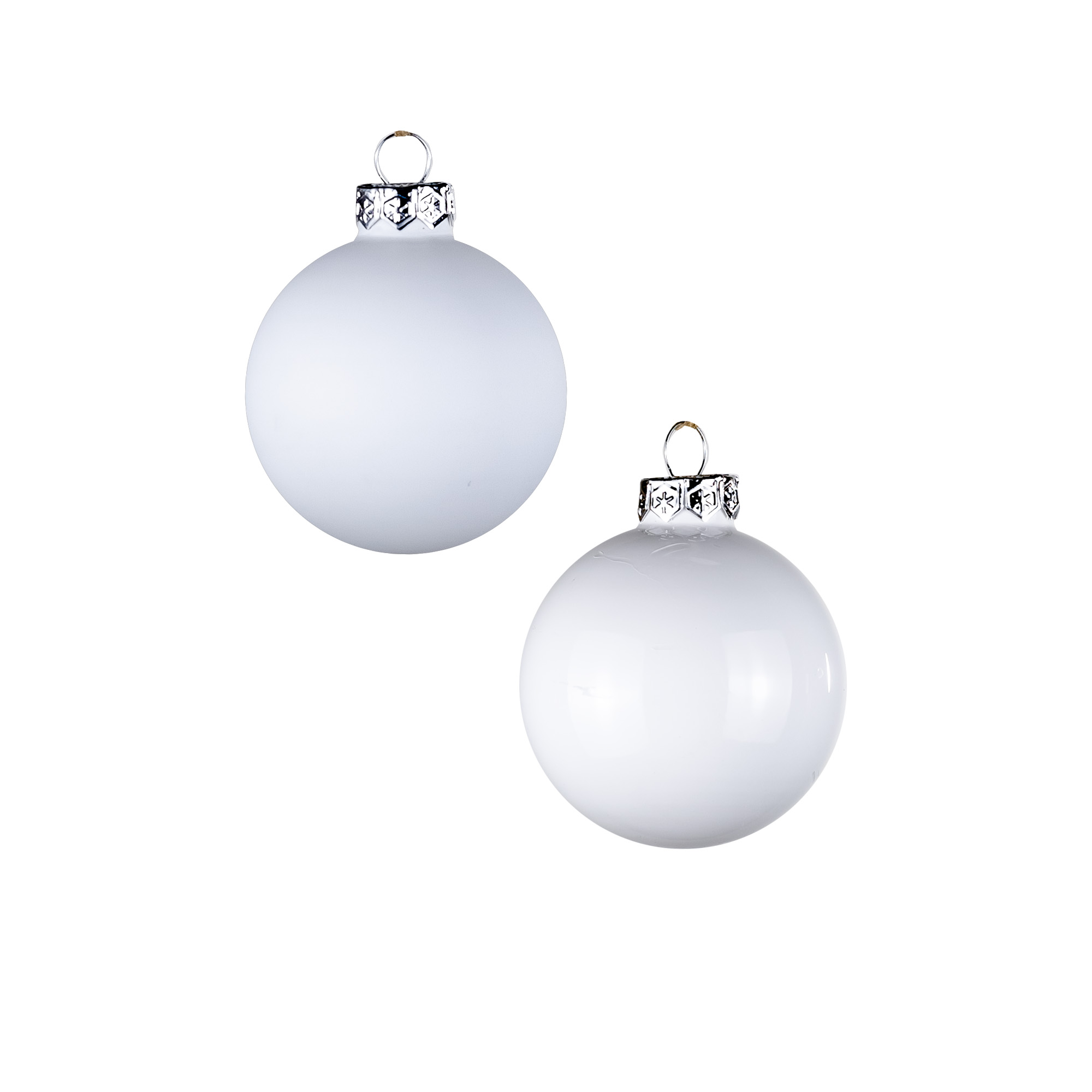 Glass christmas balls, plain , 20pcs, White